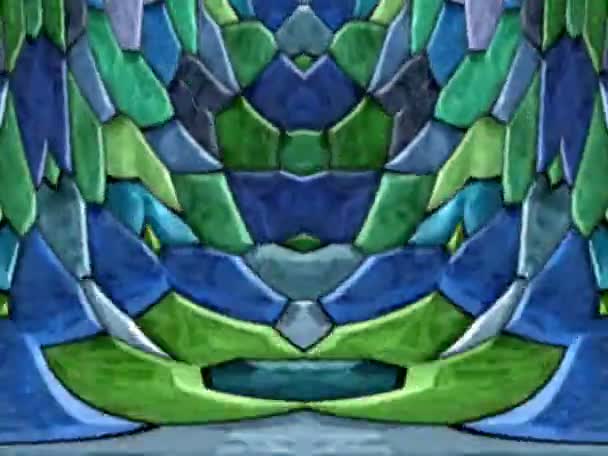 Caleidoscopico mosaico colorato frammento con un effetto specchio orizzontale — Video Stock