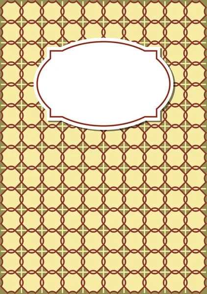 Cubierta nostálgica de copybook en diseño beige con patrones geométricos con etiqueta retro en blanco — Archivo Imágenes Vectoriales