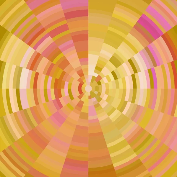 Abstrakter Hintergrund mit konzentrischen Kreisen in warmen Farben - gelb, rosa, ocker, modernes Pixeldesign — Stockvektor