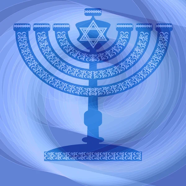 파란색 추상적인 디자인에 유태인 전통적인 촛대 — 스톡 사진