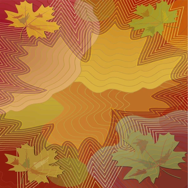 Herfst achtergrond met kleurrijke esdoornblad binnen levendige curven — Stockfoto