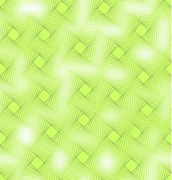 Lebendige grüne nahtlose Hintergrundfliese mit quadratischem Dekor und feinem Transparenzeffekt — Stockvektor