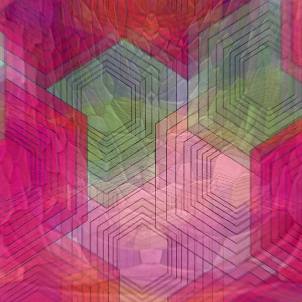 Verschwommene sechseckige abstrakte Muster in Rot und Grün — Stockfoto