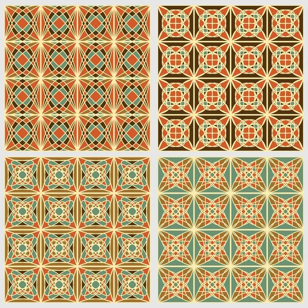 Uppsättning av vintage kvadrat kakel i nostalgisk färger med enkla geometriska mönster i art déco-stil, vektor eps 10 design collection — Stock vektor