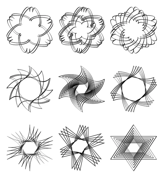 Σύνολο καλλιγραφικά σχεδιασμό αστέρων σχήματα στο μαύρο περίγραμμα. Διάνυσμα Eps10 — Διανυσματικό Αρχείο