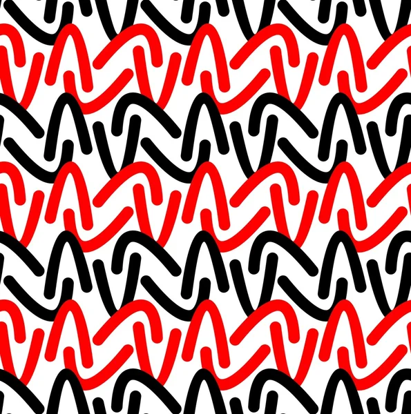 Modelli astratti neri e rossi senza cuciture con elementi a forma di boomerang su sfondo bianco. Eppie vettori10 — Vettoriale Stock