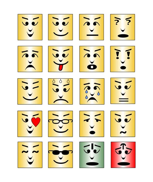 Set quadratischer Emoticons, Sammlung isolierter Vektor-Emojis. — Stockvektor