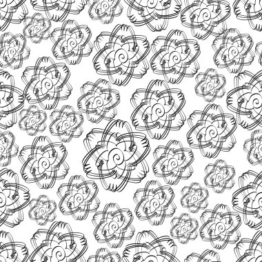 Tek renkli vektör sorunsuz arka plan beyaz ve siyah. Grunge çiçek süsleme