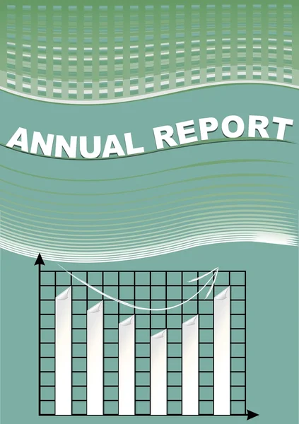 Jaarlijkse verslag cover met grafiek en cifer Fractie over abstracte groene en blauwe gestreepte achtergrond. Moderne Vector abstracte brochure, het rapport of flyer ontwerpsjabloon — Stockvector