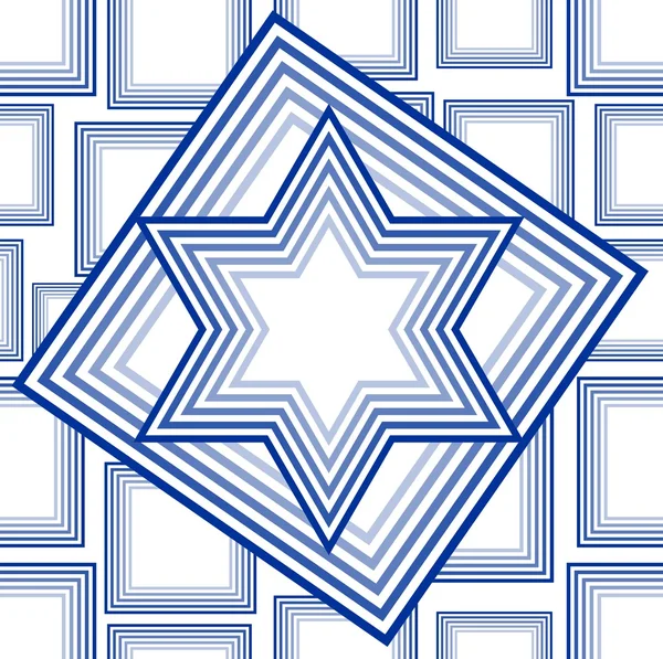 David star vector in outline blue design on white background. National Israel symbol in national Israel colors. — Stock Vector