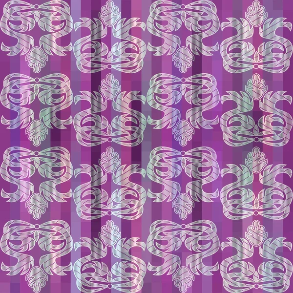Clásico adorno de encaje blanco sobre fondo rayado púrpura — Foto de Stock
