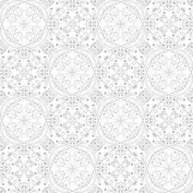 Vintage süsleme, beyaz arka plan üzerinde çizim gri zıt düşük. Victoria tarzı yinelenen Telkari geometrik desenleri. 