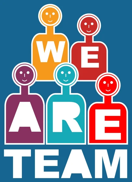 We are team, motivation slide for presentation, training, education, with line silhouettes of people. Graphic template for team building, teamwork or another soft skills workshop — Stockový vektor