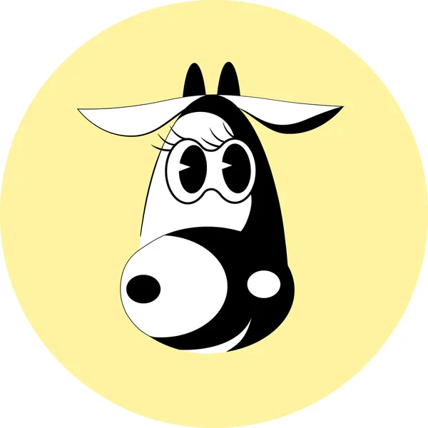 Image Vectorielle Une Tête Vache Sur Fond Blanc Rond — Image vectorielle