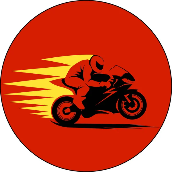 Ilustración vectorial del motociclista en moto deportiva — Vector de stock