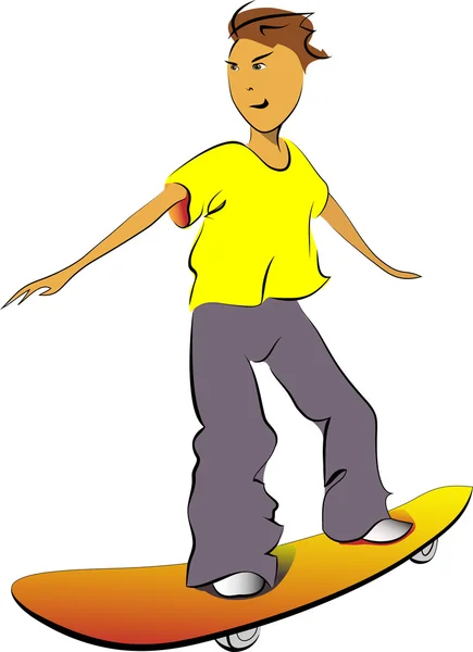 Joyeux skateboard garçon — Image vectorielle