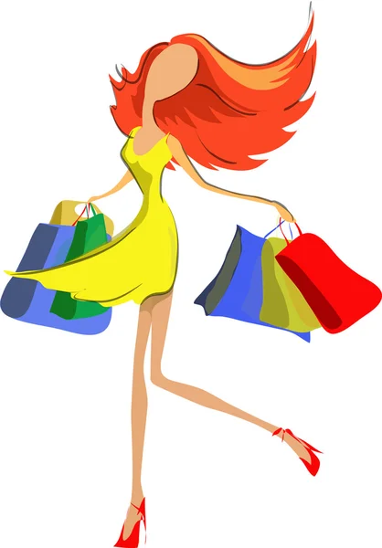 Shopping belle femme — Image vectorielle