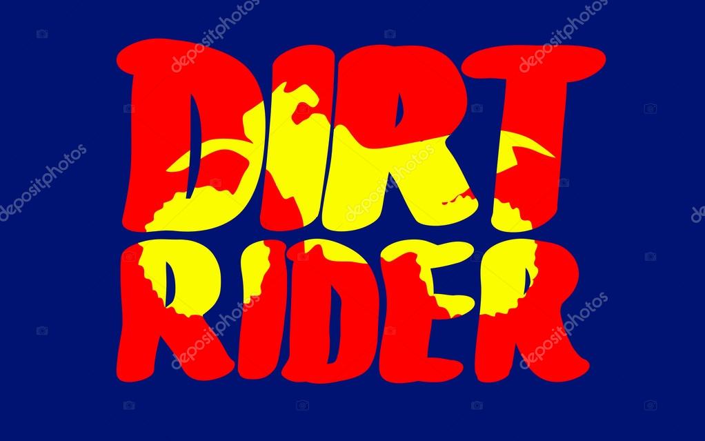 Silhouette of motorcycle in inscription dirt rider, vector illustration