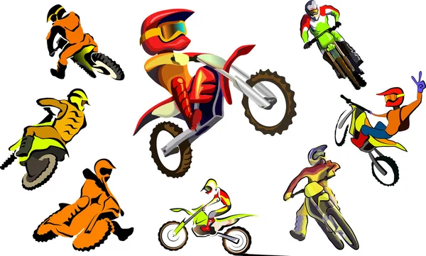 Off road Motocicleta, vector de conjunto — Archivo Imágenes Vectoriales