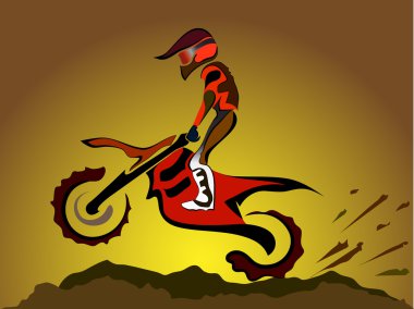 Motorcycle rider on off road clipart