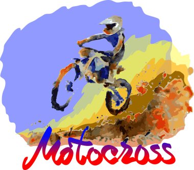 Watercolor motocross clipart