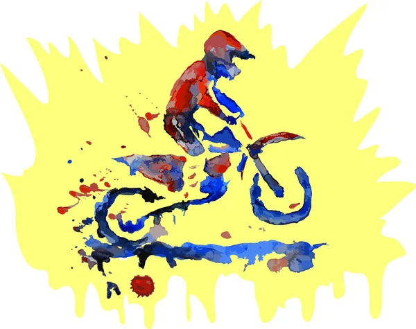 Watercolor motocross rider — Stock Vector