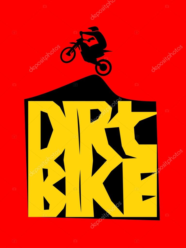 Motorcycle logo, dirt bike words. Racing Background, vector illustration
