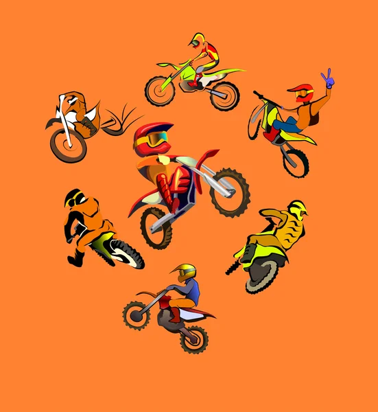 Motorcycle motocross set — Stock Vector