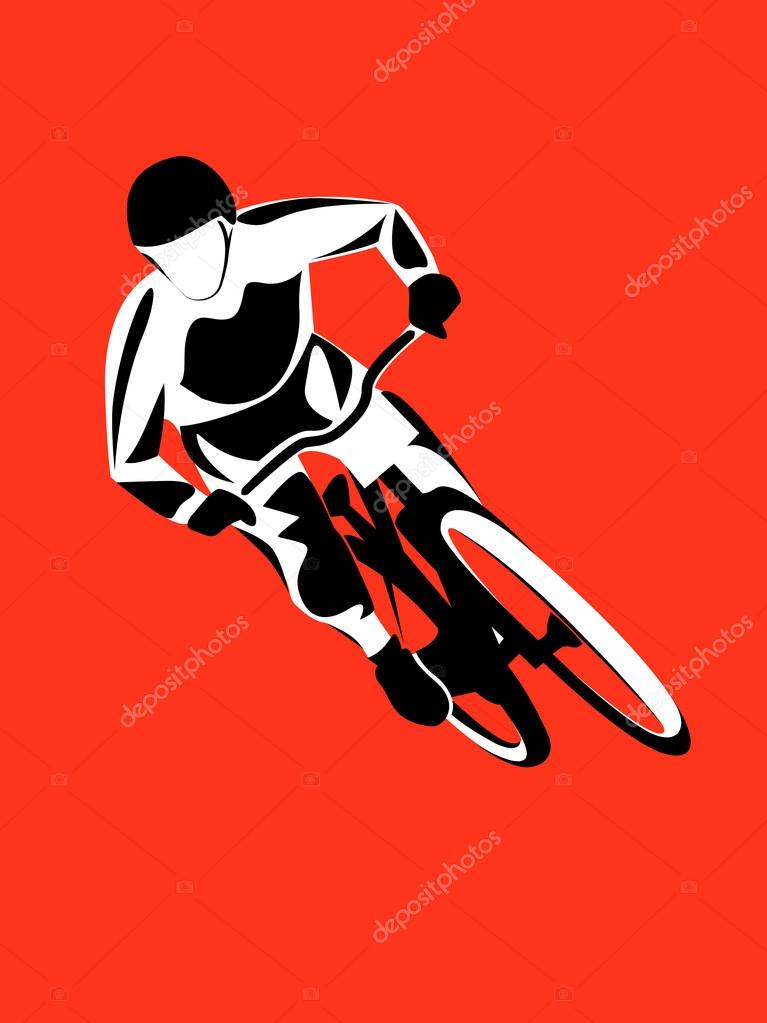 Mountain bike dirt rider competition track background vector illustration