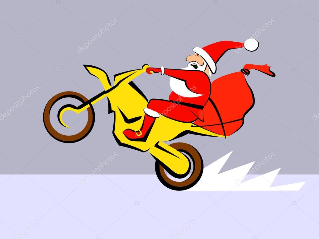 Santa Claus ride motorcycle — Stock Vector © radar43 89086242