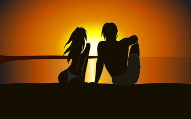 Romantik günbatımı illüstrasyon