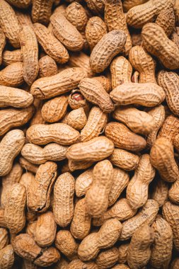 Kabuklu fıstıklara yakın çekim. Yemek arkaplanı. Üst görünüm.
