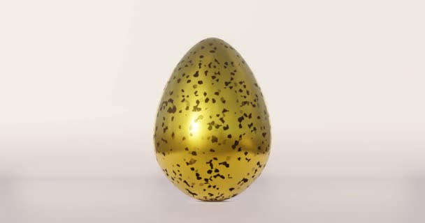 Golden Easter Egg Black Terrazzo Pattern Rotates Beige Background Spring — Wideo stockowe
