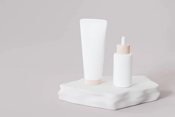 Mockup Flaska Och Rör För Kosmetiska Produkter Mall Eller Reklam — Stockfoto
