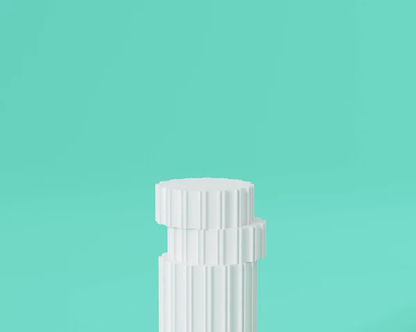 Pódio Pilar Branco Pedestal Para Produtos Publicidade Fundo Turquesa Ilustração — Fotografia de Stock