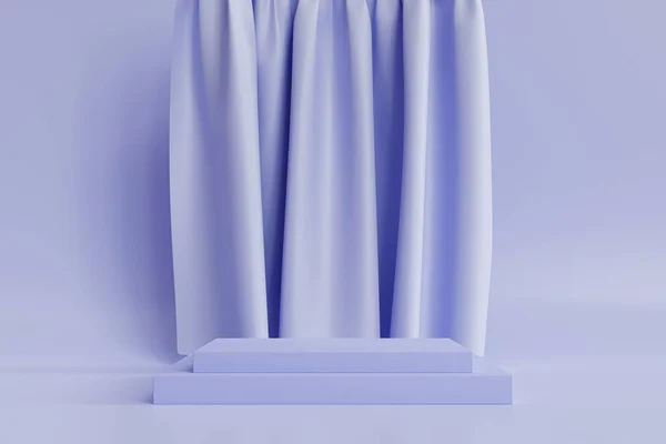 Quadrado Forma Pódio Pedestal Para Produtos Publicidade Fundo Azul Neutro — Fotografia de Stock