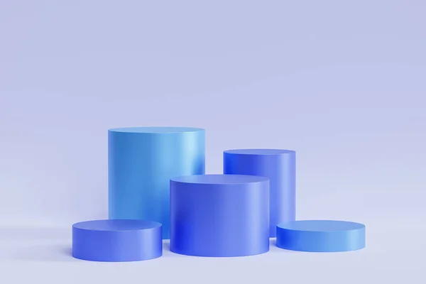 Podios Pedestales Azules Para Productos Publicidad Sobre Fondo Pastel Renderizado — Foto de Stock