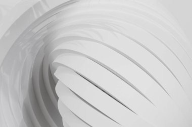 Halkalı beyaz soyut geometrik arkaplan veya tropikal yaprak gölgeli daireler, 3d oluşturma