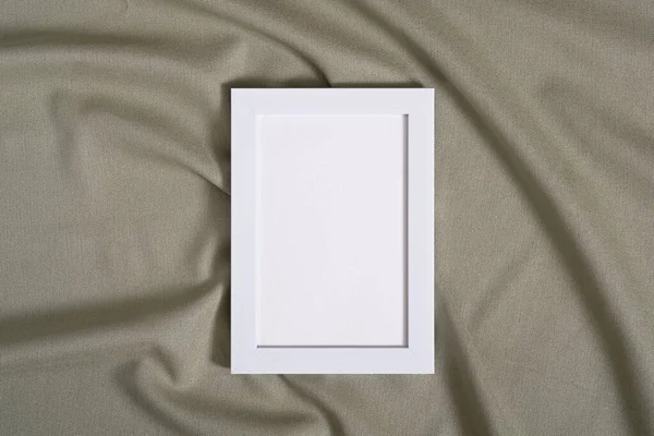 绿色中性彩色纺织品空白纸卡造型画框 — 图库照片