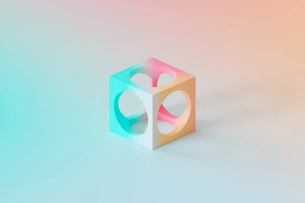 Abstract Futuristic Cube Object Gradient Background Minimal Render — Stock Photo, Image