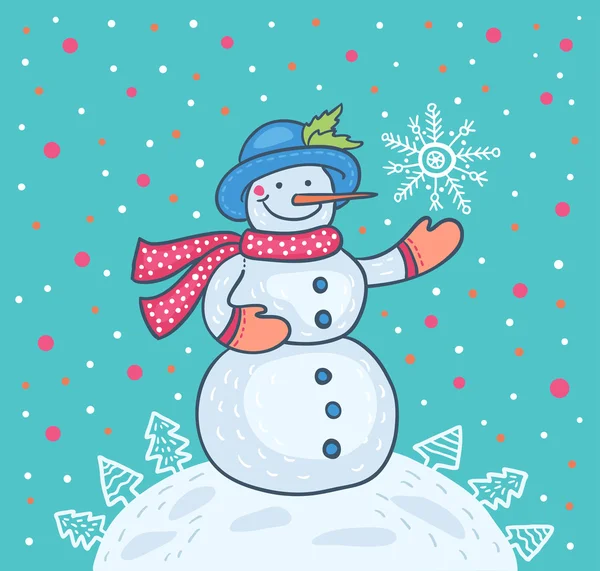 Christmas card with snowman — Stock Vector