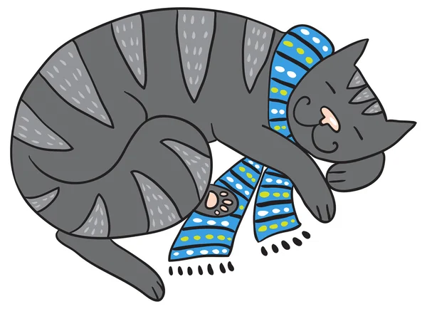 Gato dormido — Vector de stock