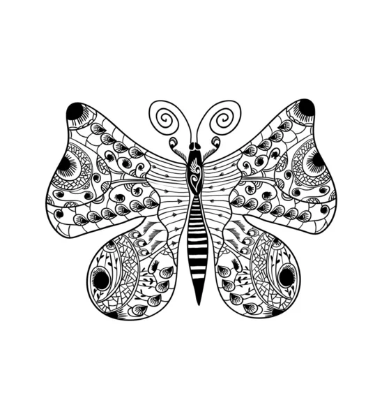 手描きの蝶 — ストックベクタ