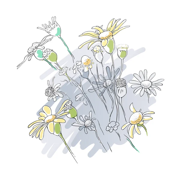 Flores fondo lineal floral — Archivo Imágenes Vectoriales