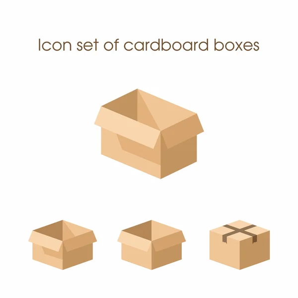 Icono conjunto de cajas de cartón — Archivo Imágenes Vectoriales