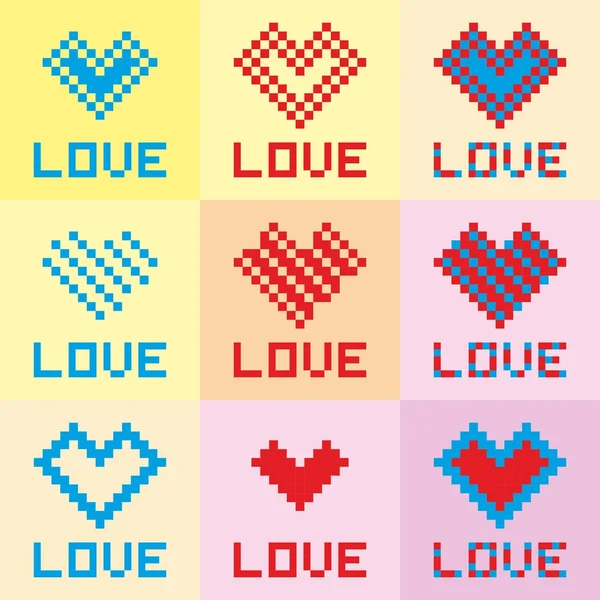 Pixel kunst hart — Stockvector