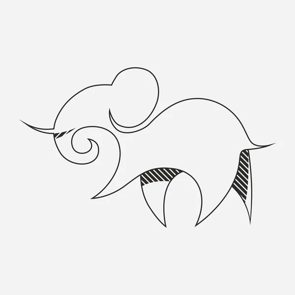 Illustration av en elefant i svart och vitt. — Stock vektor