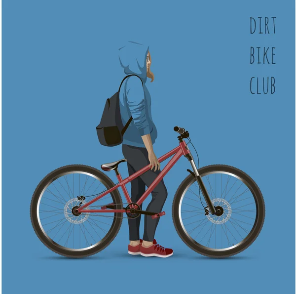 マウンテン バイク自転車に女の子. — ストックベクタ