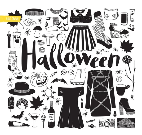 Doodles sobre el tema de Halloween — Vector de stock