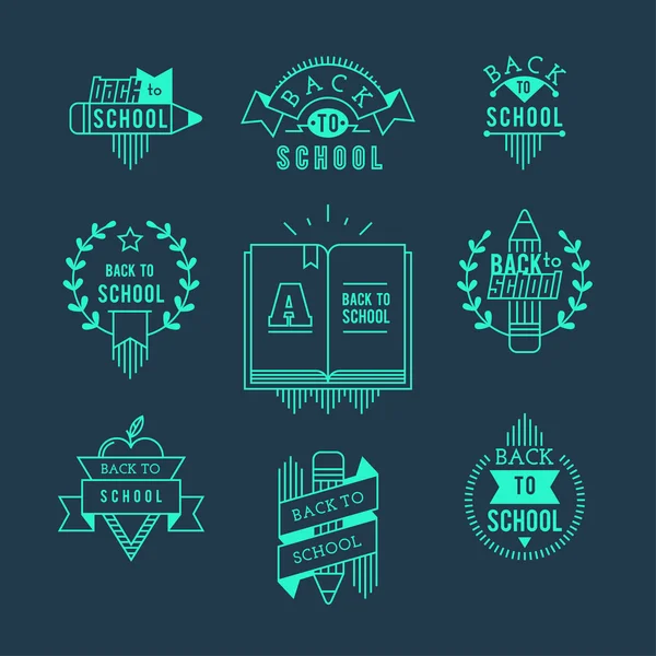 Emblemas de contorno de volta à escola — Vetor de Stock
